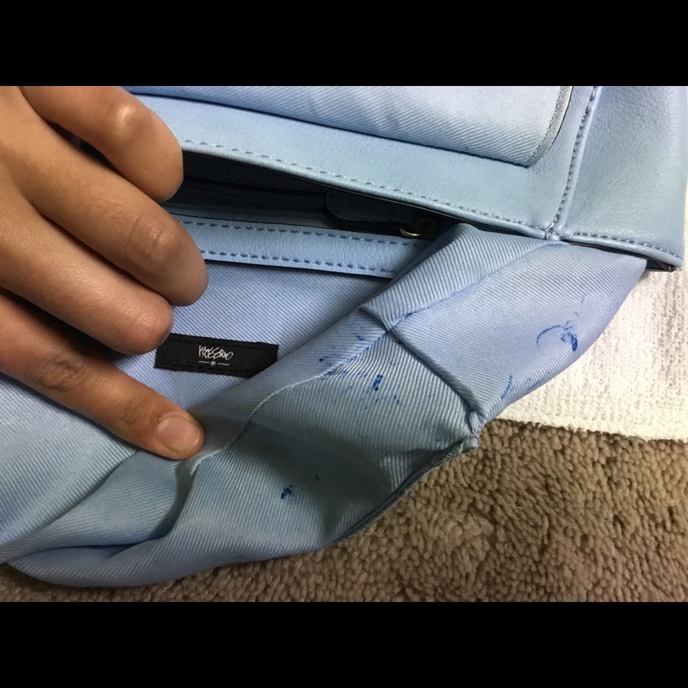 Mossimo Faux Leather Blue Saddle Crossbody Bag - Picture 4 of 8
